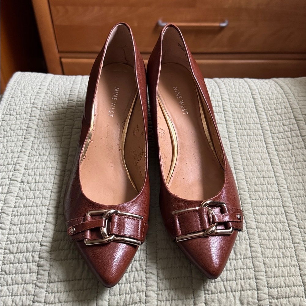 Nine West Brown Buckle Heels